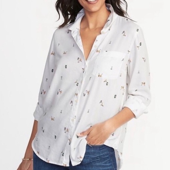 Old Navy white button down shirt - Picture 1 of 4